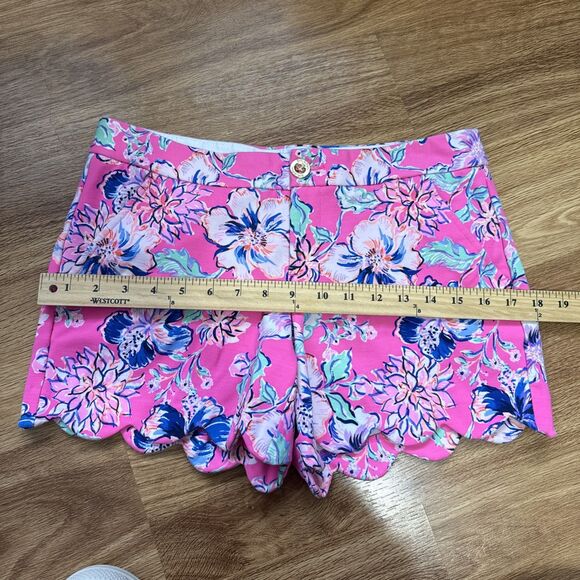 LILLY PULITZER Knit Buttercup Shorts  "LAST BUD NOT LEAST"  Size 2 Pink Floral - Picture 11 of 13